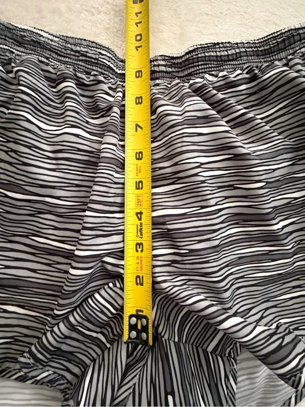 Nike Women’s Black and White Striped Athletic Running Shorts